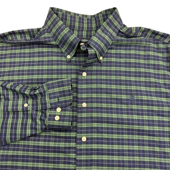 Brooks Brothers Other - Brooks Brothers Shirt Mens 2XL Blue Green Plaid Non Iron Stretch Button Down